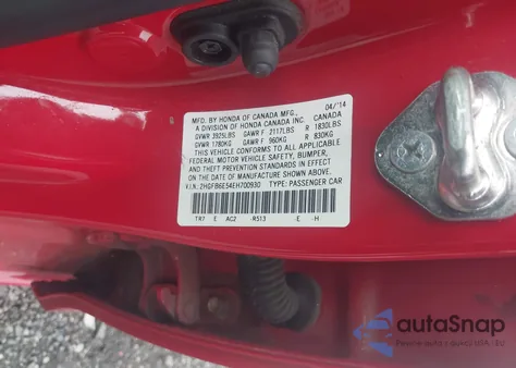 2014 Honda Civic Si из США, поврежденный, VIN 2HGFB6E54EH700930